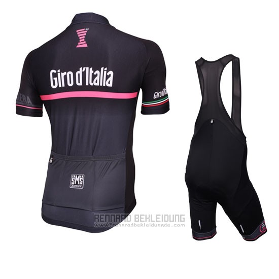 2016 Fahrradbekleidung Giro D'italien Shwarz und Rot Trikot Kurzarm und Tragerhose